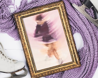 Art Print | Aubergine Purple Figure Skating Jump Illustration | Anna Scherbakova Oil Painting Giclée Print | Minimalist Wall Art Poster