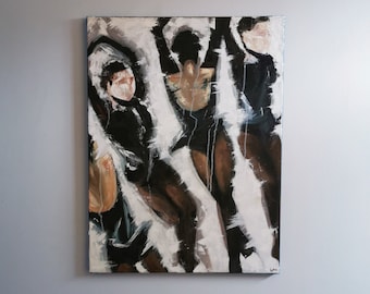 Canvas Oil Painting | Large Semi Abstract Original Oil Painting | Figure Skater In Motion | Kamila Valieva Quad Jump In Four Figures