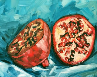 Acrylic Painting | Original Still Life Artwork | Pomegranate Fruit Painting