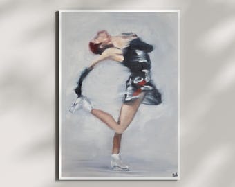 Haircutter Spin Black on Grey | Figure Skating Art Poster Inspired by Alexandra Trusova