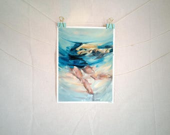 "Impression of a Layback Spin in Blue" Oil Painting on Canvas Paper