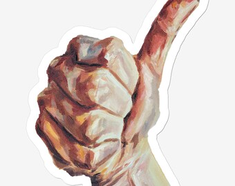 Sticker | Fun Optimistic Hand Sticker | Thumbs Up Oil Painting Sticker
