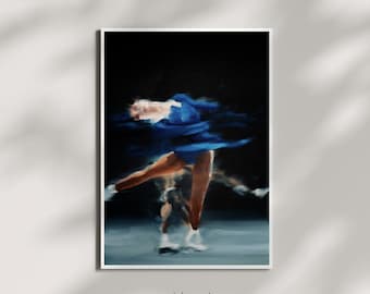 Spin in Indigo on Black | Figure Skating Art Poster Inspired by Marilena Kitromilis