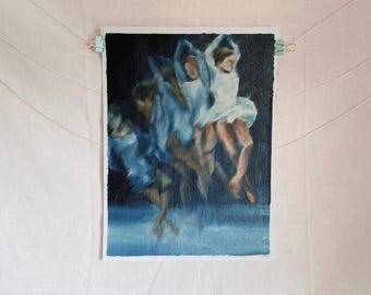 "Katya Jump in White" Oil Painting on Canvas Paper Inspired by Ekaterina Kurakova