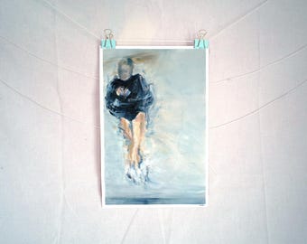 "Triple Axel in Black" Amber Glenn Inspired Oil Painting on Canvas Paper