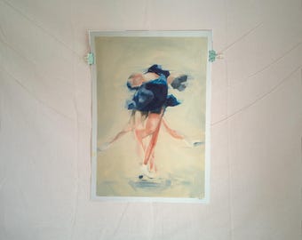 "Karen in Blue" Oil Painting on Canvas Paper Inspired by Karen Chen
