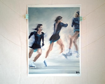"Axel Takeoff in Three Figures" Daria Usacheva Inspired Oil Painting on Canvas Paper