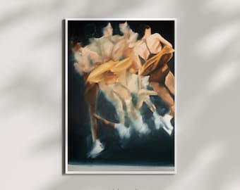 Jump Sequence in Terracotta Orange on Black | Figure Skating Art Poster Inspired by Natasha McKay