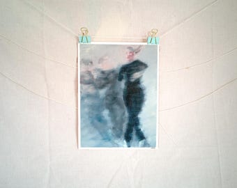 "Jump Afterimage in Black" Amber Glenn Inspired Oil Painting on Canvas Paper