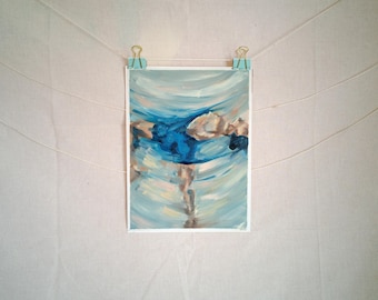 "Impression of a Layback Spin in Blue" Oil Painting on Canvas Paper