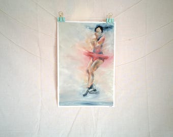 "Axel in Pink" Mone Chiba Inspired Oil Painting on Canvas Paper