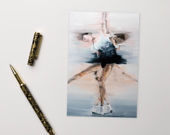 Upright Spin in Blue and Black | Figure Skating Art Postcard Inspired by Rika Kihira