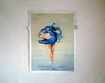 "Kaori in Blue" Oil Painting on Canvas Paper