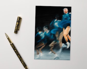 Jump Sequence Indigo on Black | Figure Skating Art Postcard Inspired By Kailani Craine