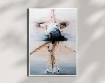 Upright Spin in Blue and Black | Figure Skating Art Poster Inspired by Rika Kihira