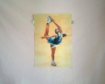 "Gladiator in Blue" Oil Painting on Canvas Paper Inspired by Kaori Sakamoto