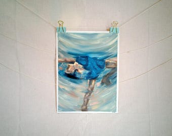 "Impression of a Layback Spin in Blue" Oil Painting on Canvas Paper