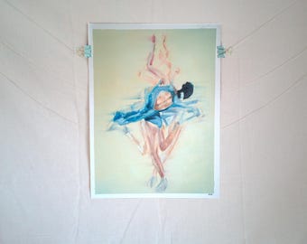 "Young You In Blue" Oil Painting on Canvas Paper Inspired by You Young