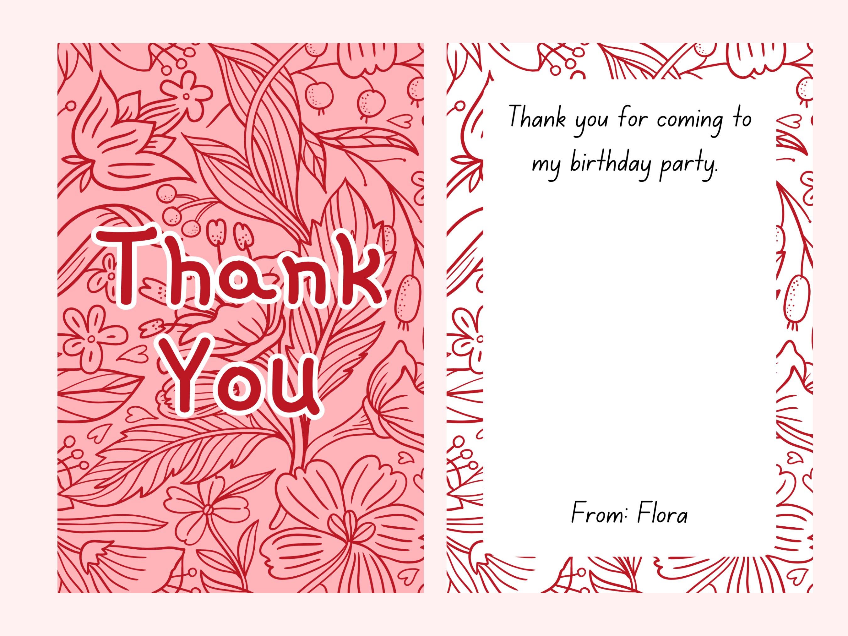 Floral Birthday Digital Thank You Card | Flower Thank You Card | Card ...
