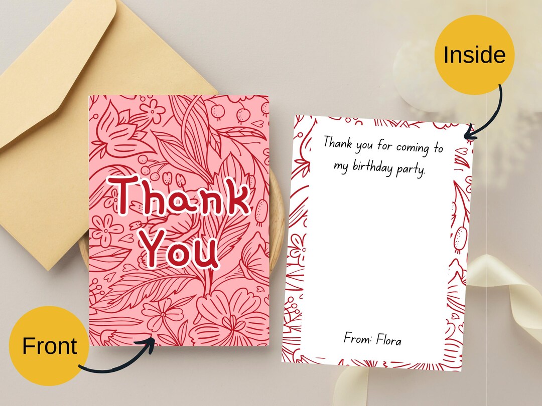 Floral Birthday Digital Thank You Card | Flower Thank You Card | Card ...