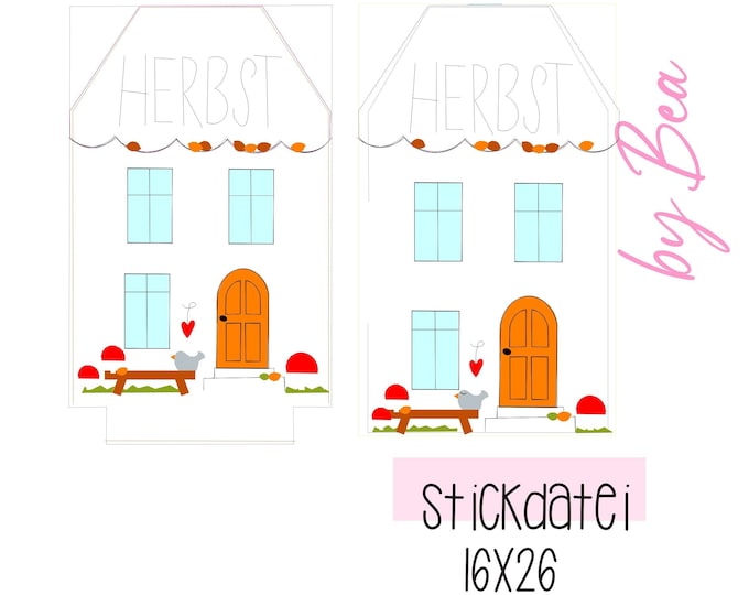 Embroidery file "IN THE HOOP Herbsthaus"- 16 x 26 cm