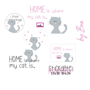 Stickdatei "Home is where my Cat is"