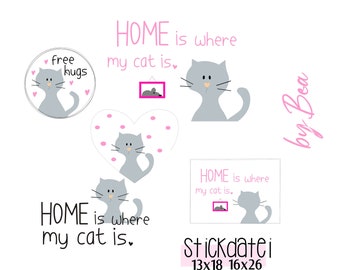 Embroidery file "Home is where my Cat is"