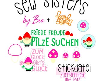 Embroidery file "Sewsisters - Dwarf love with mushroom by FummelHummel and Bea"