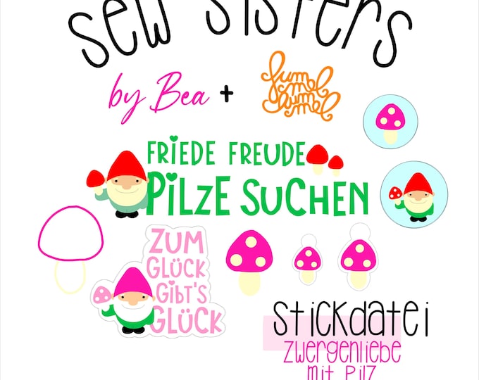 Embroidery file "Sewsisters - Dwarf love with mushroom by FummelHummel and Bea"