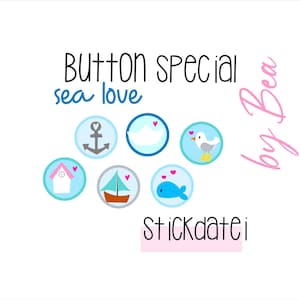 Nautical, embroidery, embroidered pictures, iron-on button, embroidery file "by Bea Button - sea love"