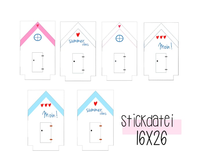 Embroidery file "IN THE HOOP - beach houses 16 x 26 cm