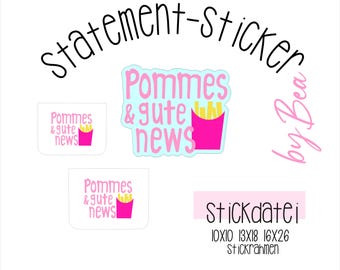 Embroidery file "Statement sticker - fries + good news"