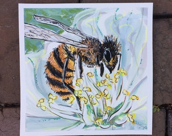 Honey Bee Gouache Painting