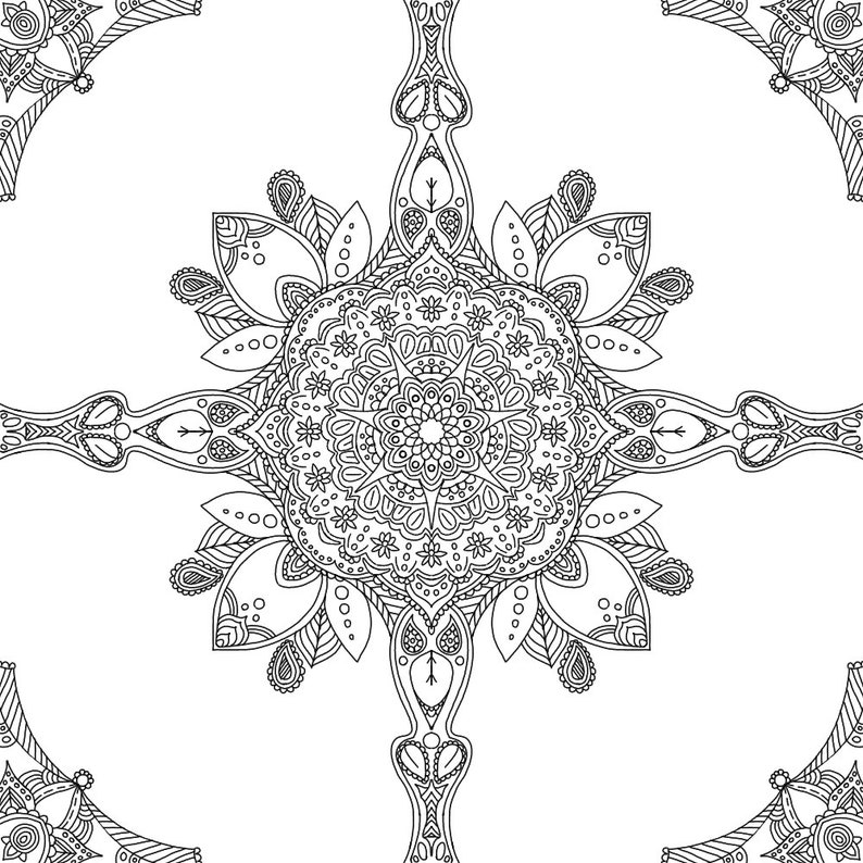 Adult Coloring Page Digital Download Coloring Book Mandala Coloring ...