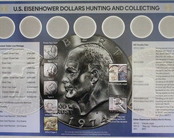 U.S. Eisenhower Dollars Hunting and Collecting 11" x 17" Coin Roll Sorting Mat