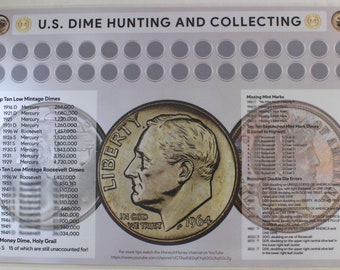 U.S. Dime Hunting and Collecting 11&#39; x 17&quot; Coin Roll Sorting Mat