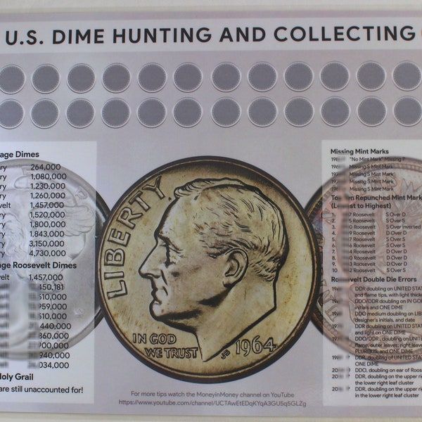 U.S. Dime Hunting and Collecting 11' x 17" Coin Roll Sorting Mat