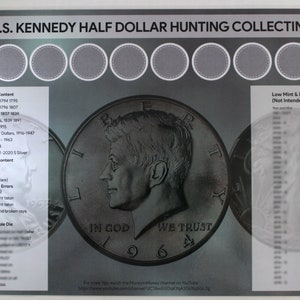 U.S. Kennedy Half Dollar Hunting and Collecting 11' x 17" Coin Roll Sorting Mat