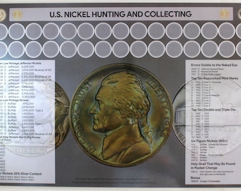 U.S. Nickel Hunting and Collecting Coin Roll 11" x 17" Sorting Mat
