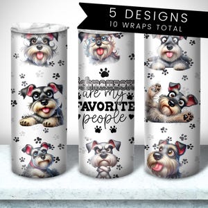 Funny Schnauzer Dog Poses 20oz Tumbler Wrap (PNG Sublimation)