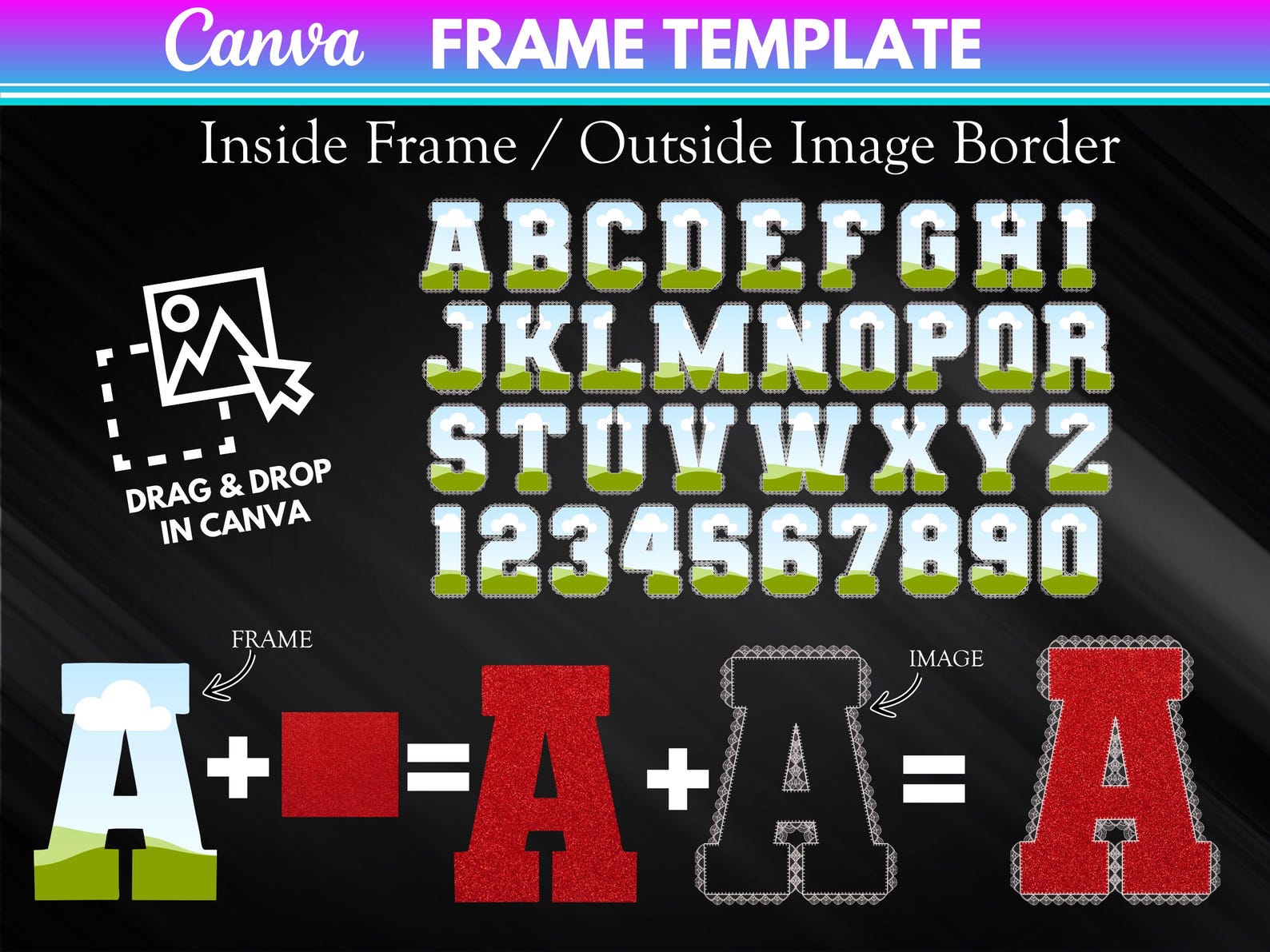 Lace Letter Frames: Varsity Font, Canva Template (digital Download) - Etsy