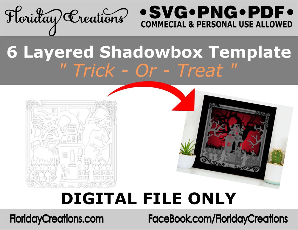 Download Trick Or Treat 3d Shadow Box Svg Layered Svg Inkscape Etsy