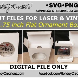 Plik SVG Flat Christmas Ornament Box Cut, 2.75" Ornament, Okno podglądu, Dostosuj, Gotowy do Cricut, Świąteczne rzemiosło