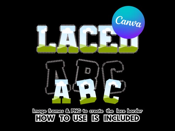 Lace Letter Frames: Varsity Font, Canva Template (Digital Download)