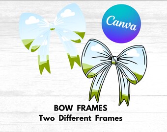 Coquette Bow Canva Frame Template: Girly Clipart Overlay (SVG)