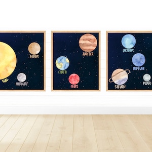 Lámina del Sistema Solar, Decoración del Espacio Exterior, Arte de Pared Sistema Solar, Impresiones espaciales, Carteles del sistema solar