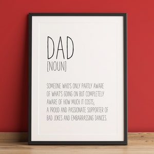 Dad Definition, Funny Dad Sign, Funny Definition Print, Dad Print, Dad Printable Wall Art, Funny Dad Quotes, Modern Wall Art