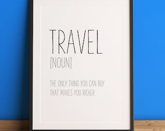 Cita de Definición de Viaje, Definición de Viaje, Impresión de Definición de Viaje para Pared, Arte de la Pared, Decoración de la Pared