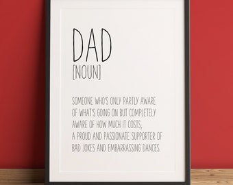 Dad Definition, Funny Dad Sign, Funny Definition Print, Dad Print, Dad Printable Wall Art, Funny Dad Quotes, Modern Wall Art