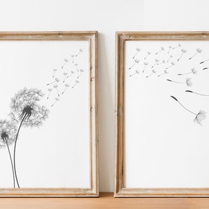 Diente de León Imprimible, Decoración Minimalista,  Cartel de Diente de León, Decoración del Dormitorio, Arte de la pared del Diente de León